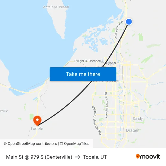 Main St @ 979 S  (Centerville) to Tooele, UT map