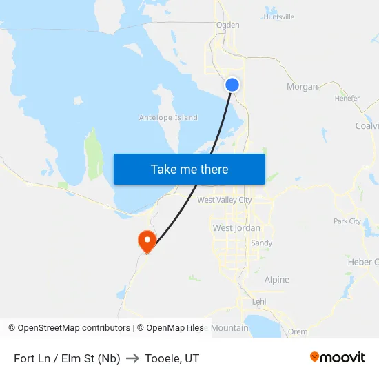 Fort Ln / Elm St (Nb) to Tooele, UT map