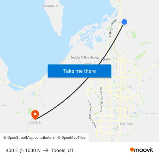 400 E @ 1030 N to Tooele, UT map
