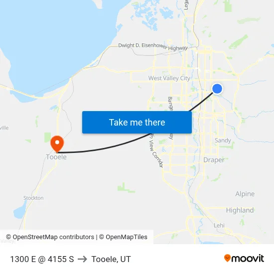 1300 E @ 4155 S to Tooele, UT map