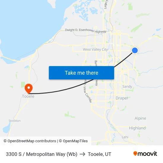 3300 S / Metropolitan Way (Wb) to Tooele, UT map