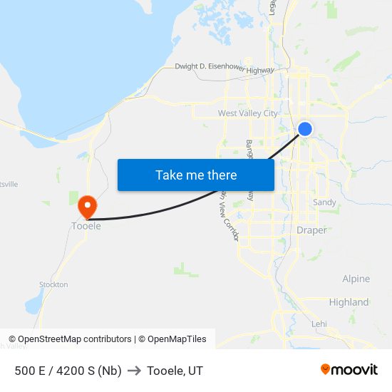 500 E / 4200 S (Nb) to Tooele, UT map