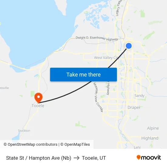 State St / Hampton Ave (Nb) to Tooele, UT map