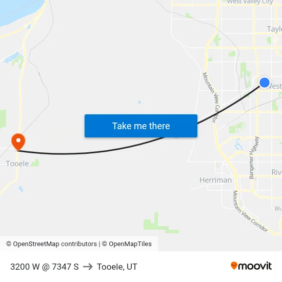 3200 W @ 7347 S to Tooele, UT map