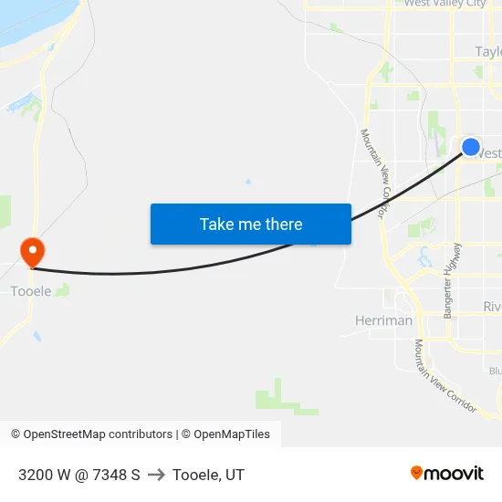 3200 W @ 7348 S to Tooele, UT map