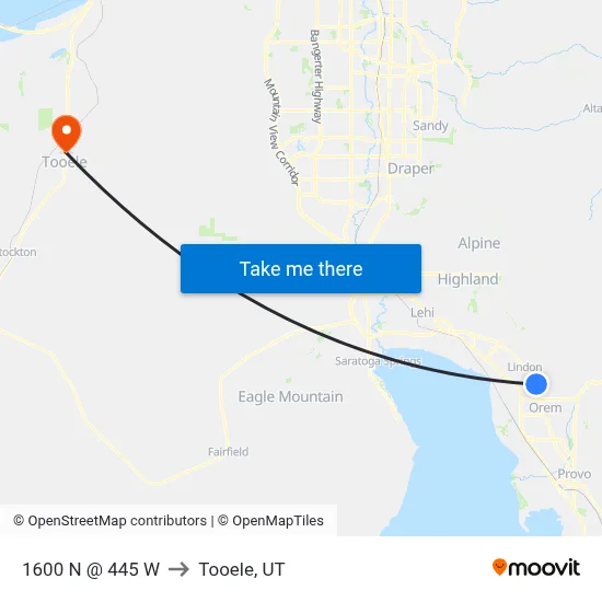 1600 N @ 445 W to Tooele, UT map
