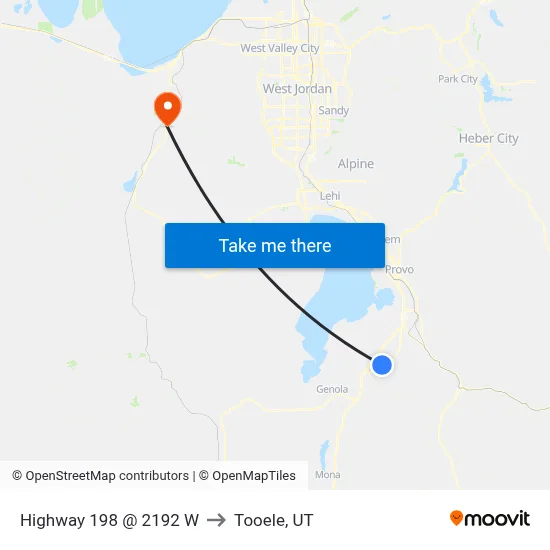 Highway 198 @ 2192 W to Tooele, UT map