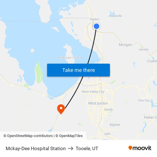 Mckay-Dee Hospital Station to Tooele, UT map