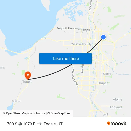 1700 S @ 1079 E to Tooele, UT map