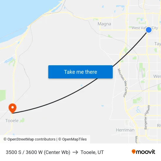 3500 S / 3600 W (Center Wb) to Tooele, UT map