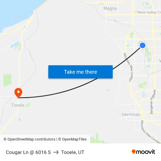 Cougar Ln @ 6016 S to Tooele, UT map