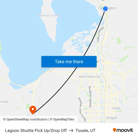 Lagoon Shuttle Pick Up/Drop Off to Tooele, UT map