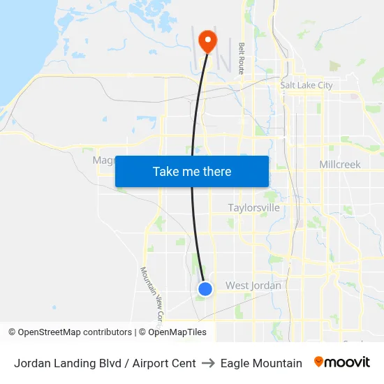 Jordan Landing Blvd /  Airport Cent to Eagle Mountain map