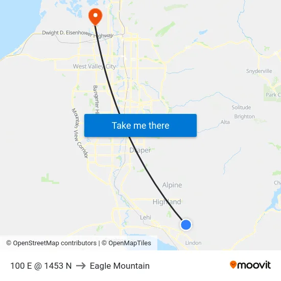 100 E @ 1453 N to Eagle Mountain map