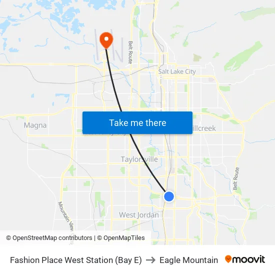 Fashion Place West Station (Bay E) to Eagle Mountain map