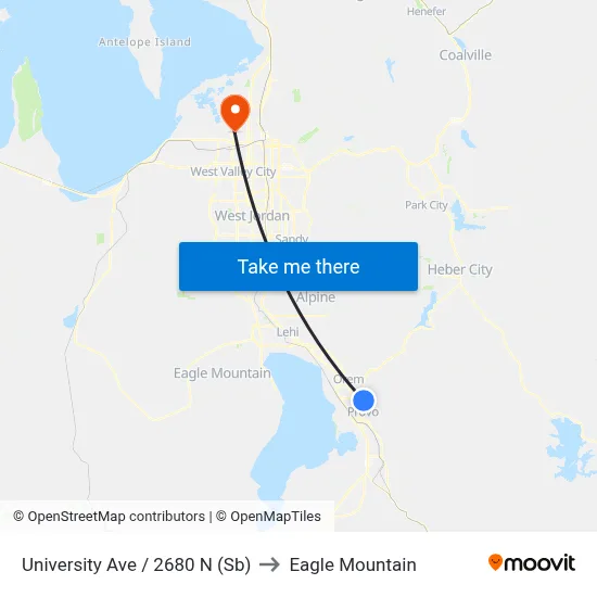 University Ave / 2680 N (Sb) to Eagle Mountain map