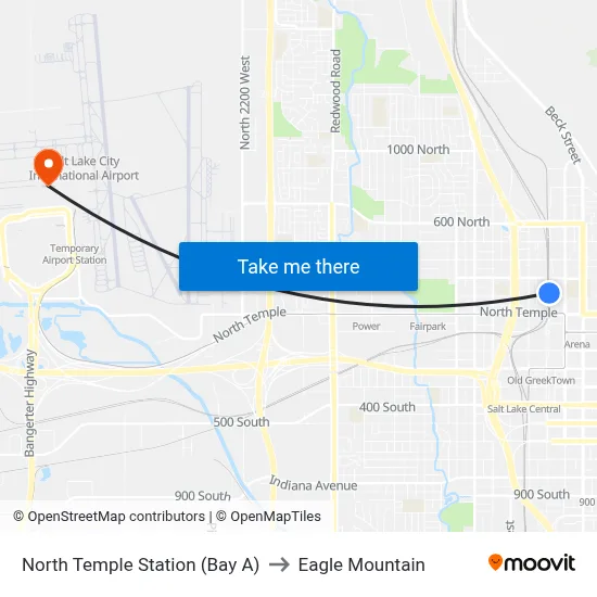 North Temple Station (Bay A) to Eagle Mountain map