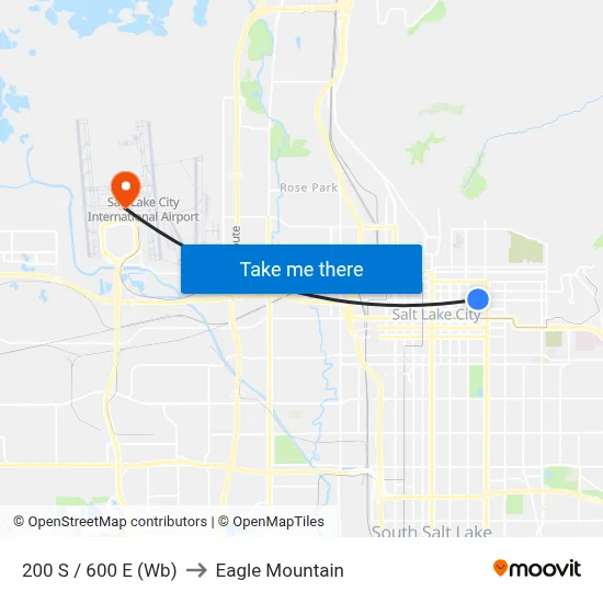 200 S / 600 E (Wb) to Eagle Mountain map