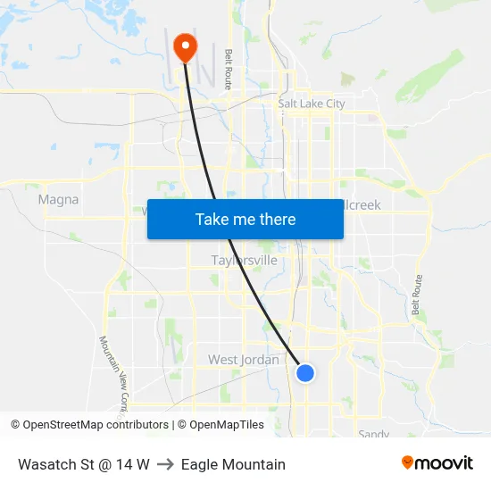 Wasatch St @ 14 W to Eagle Mountain map