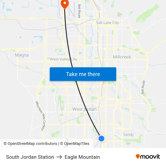 South Jordan Station to Eagle Mountain map