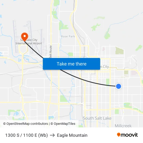 1300 S / 1100 E (Wb) to Eagle Mountain map
