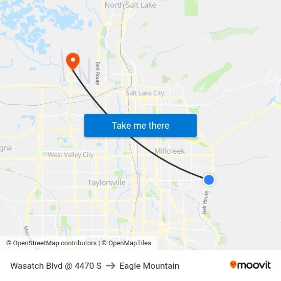 Wasatch Blvd @ 4470 S to Eagle Mountain map