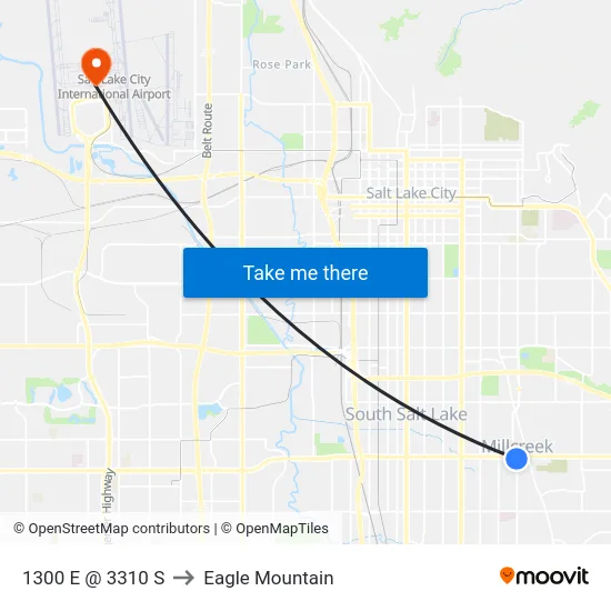 1300 E @ 3310 S to Eagle Mountain map