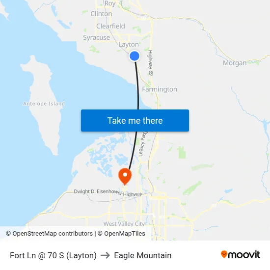 Fort Ln @ 70 S    (Layton) to Eagle Mountain map