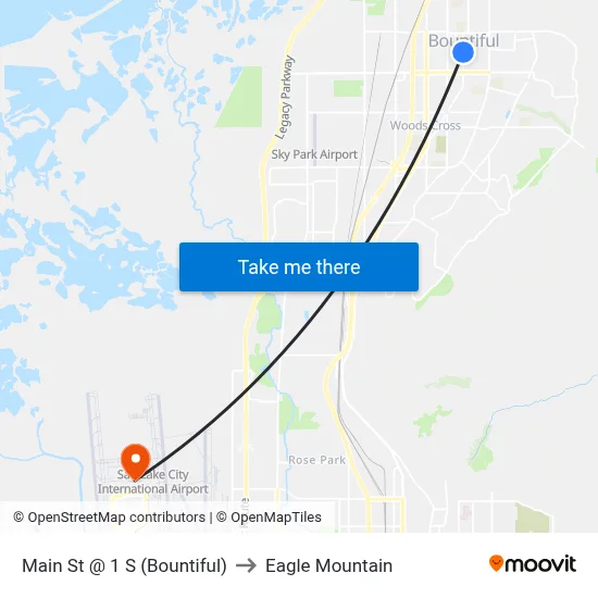 Main St @ 1 S    (Bountiful) to Eagle Mountain map