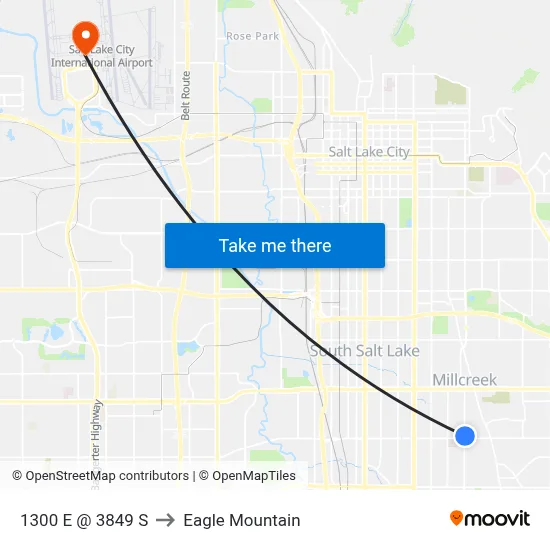 1300 E @ 3849 S to Eagle Mountain map