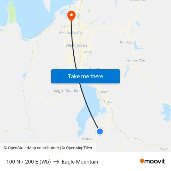 100 N / 200 E (Wb) to Eagle Mountain map