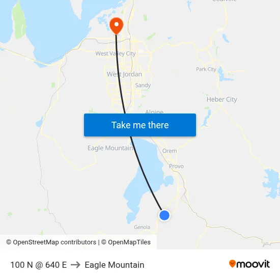 100 N @ 640 E to Eagle Mountain map