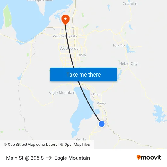 Main St @ 295 S to Eagle Mountain map
