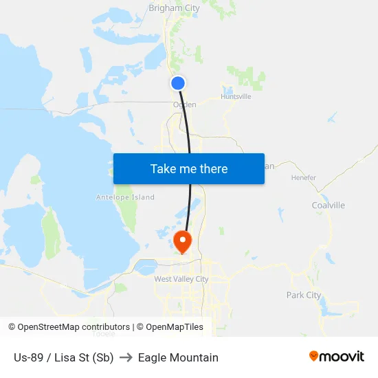 Us-89 / Lisa St (Sb) to Eagle Mountain map