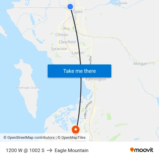 1200 W @ 1002 S to Eagle Mountain map