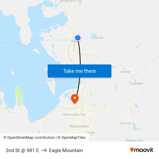 2nd St @ 981 E to Eagle Mountain map