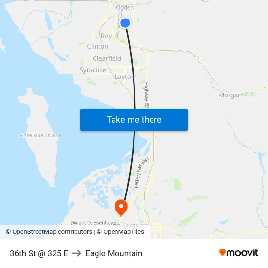 36th St @ 325 E to Eagle Mountain map