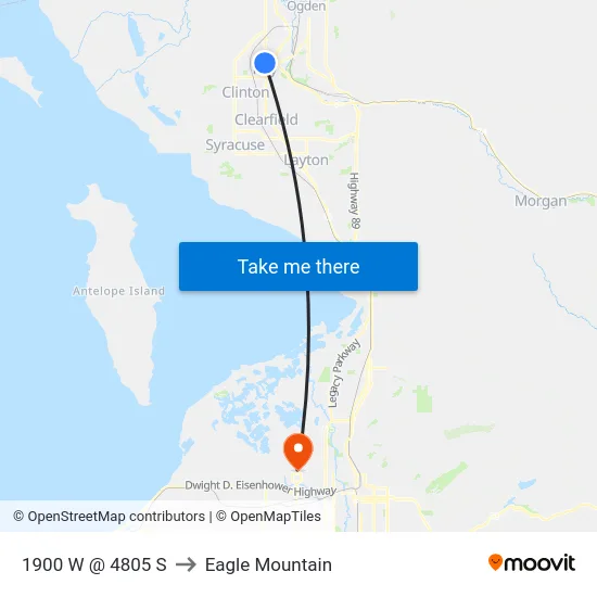 1900 W @ 4805 S to Eagle Mountain map