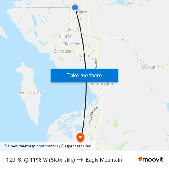 12th St @ 1198 W  (Slaterville) to Eagle Mountain map