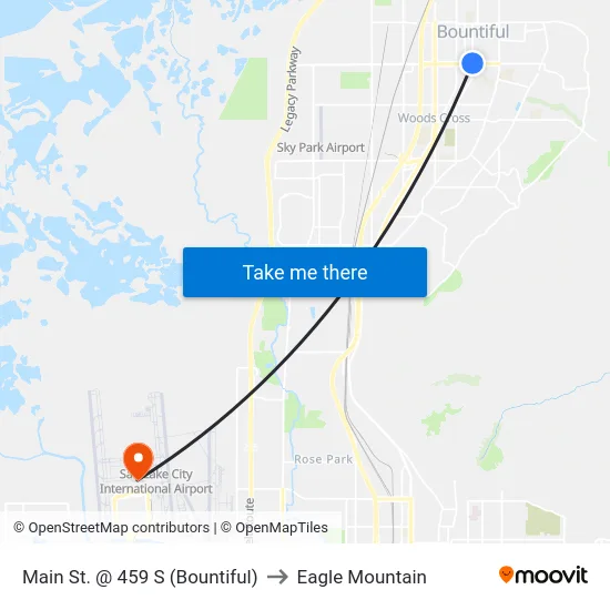 Main St. @ 459 S (Bountiful) to Eagle Mountain map