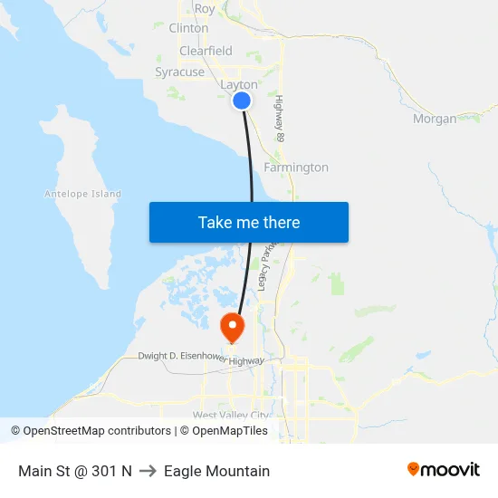 Main St @ 301 N to Eagle Mountain map