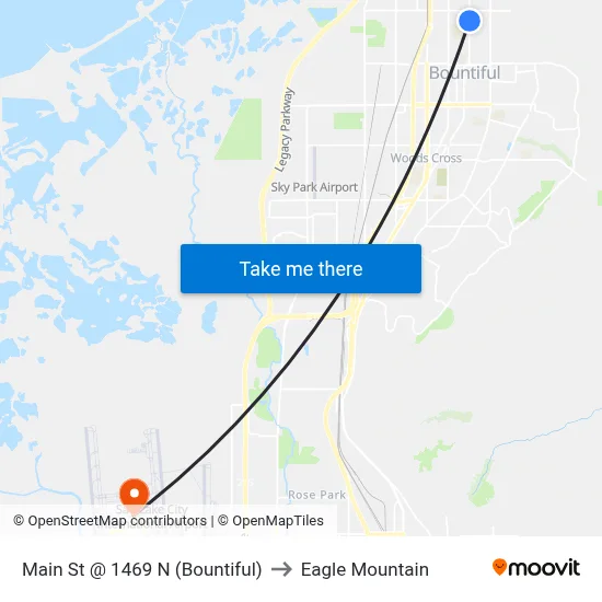 Main St @ 1469 N    (Bountiful) to Eagle Mountain map
