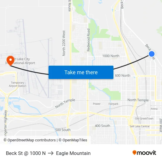 Beck St @ 1000 N to Eagle Mountain map