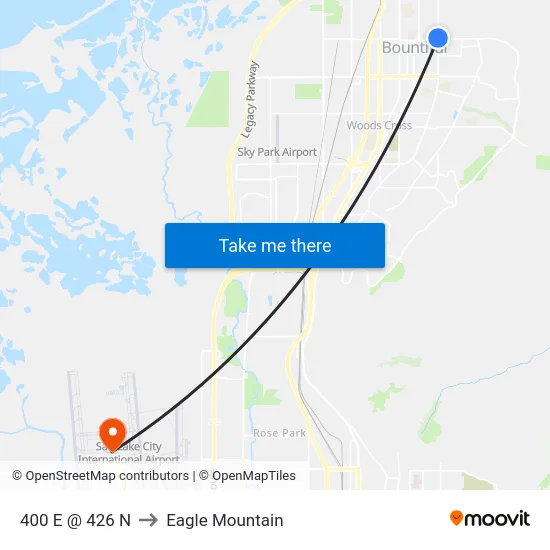 400 E @ 426 N to Eagle Mountain map