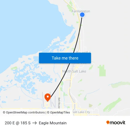 200 E @ 185 S to Eagle Mountain map