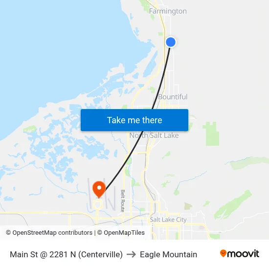 Main St @ 2281 N (Centerville) to Eagle Mountain map