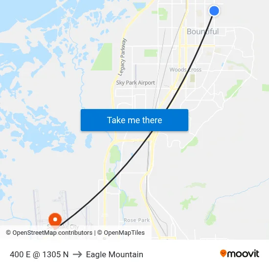 400 E @ 1305 N to Eagle Mountain map