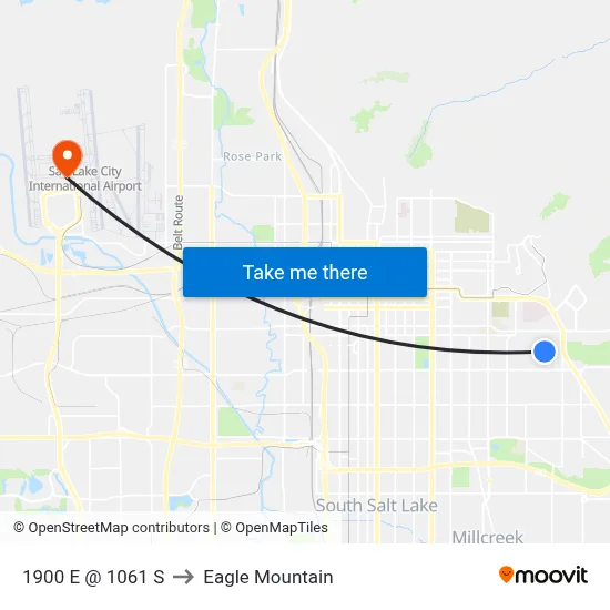 1900 E @ 1061 S to Eagle Mountain map