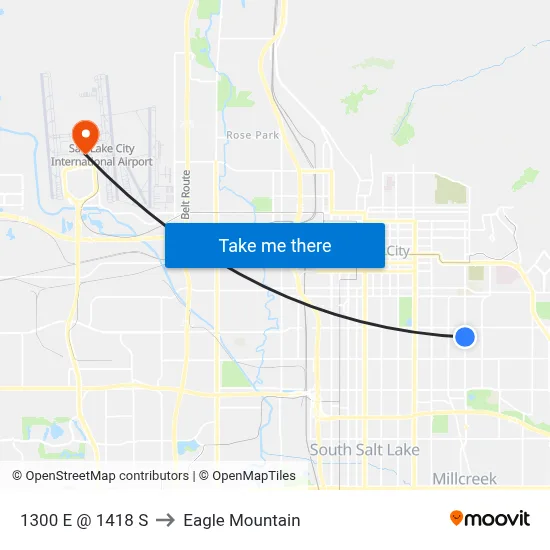1300 E @ 1418 S to Eagle Mountain map