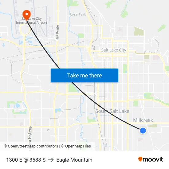 1300 E @ 3588 S to Eagle Mountain map